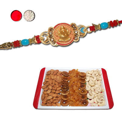 "Rakhi - FR- 8400 A (Single Rakhi), Dryfruit Thali - RD1000 - Click here to View more details about this Product